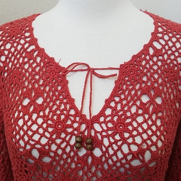 Ana Red Crochet Boho Top - Picture 2 of 5